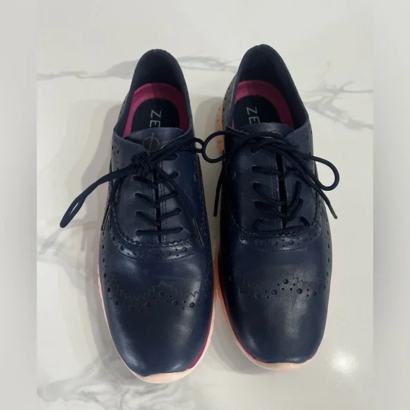 Cole Haan Women’s ZeroGrand O.S. Leather Blue Lace Up Comfort Shoes Sz 6.5 - Picture 2 of 8